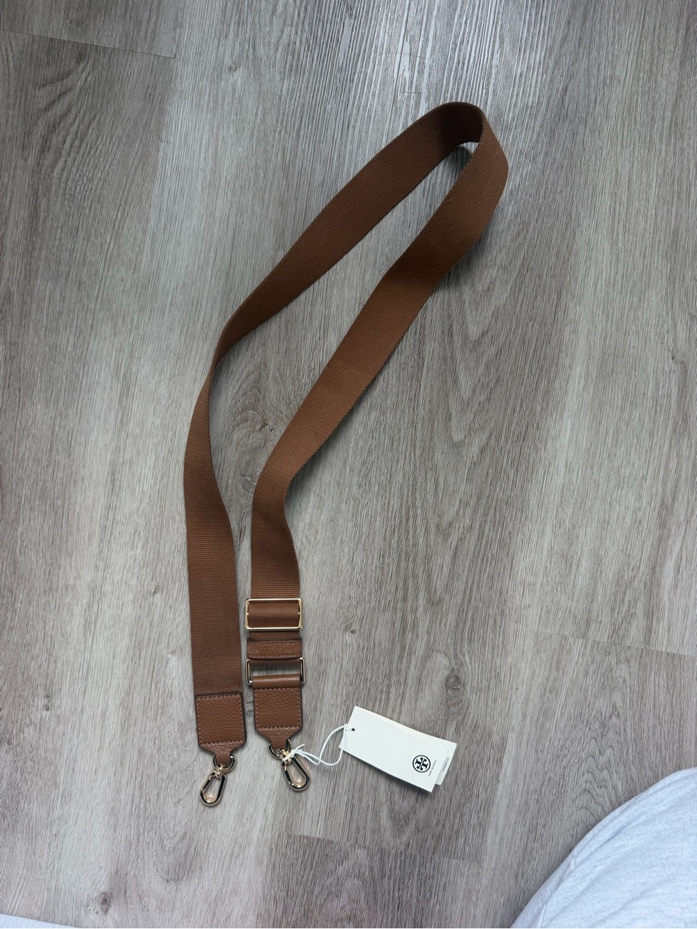 Tory Burch Brown Adjustable Messenger Strap with Gold Hardware